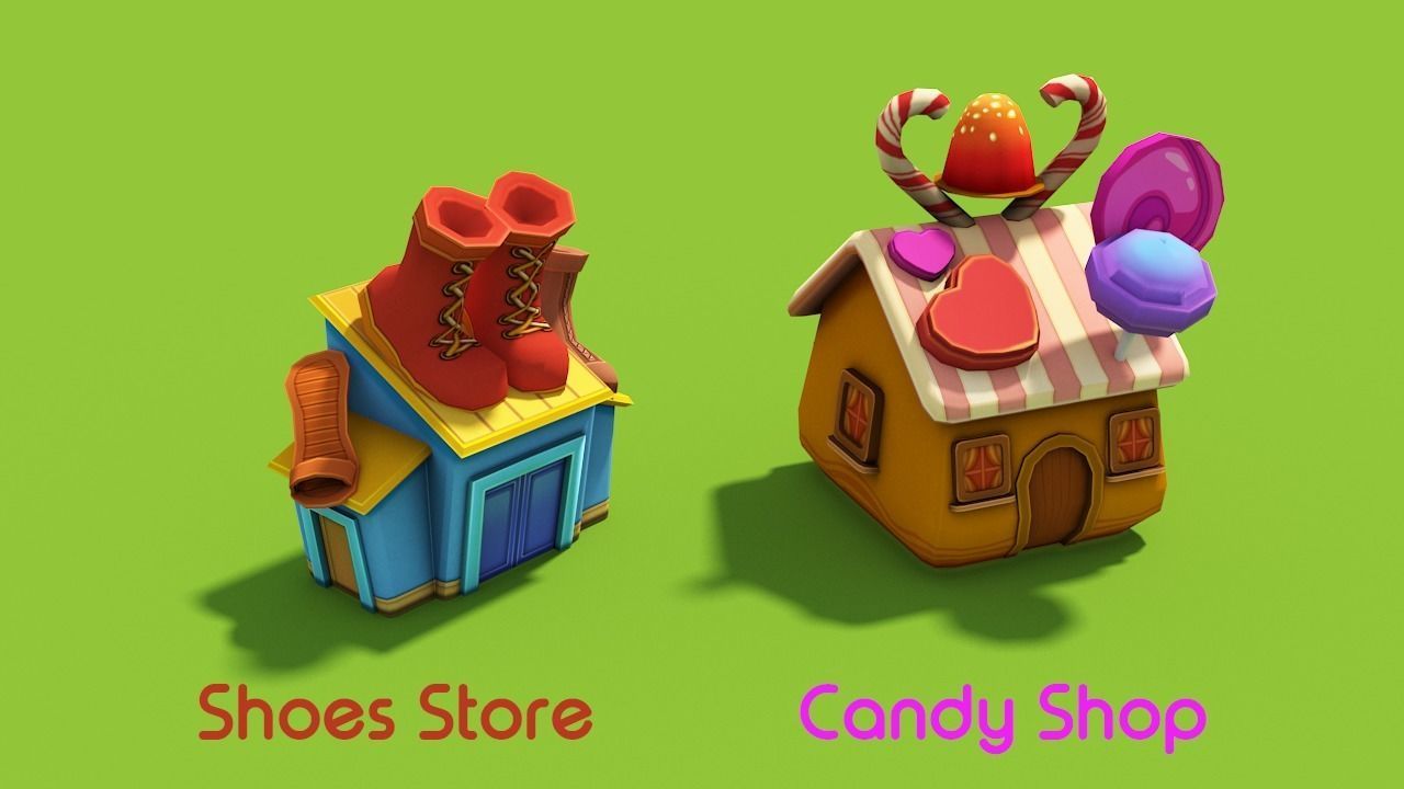 Cartoon Shop Low-poly 3D model_7