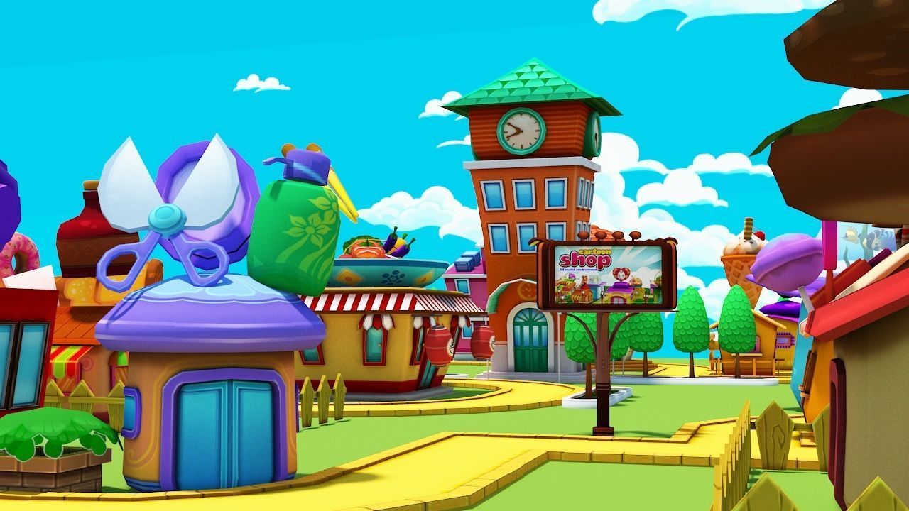 Cartoon Shop Low-poly 3D model_3