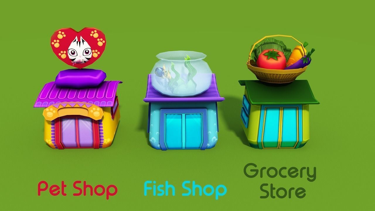 Cartoon Shop Low-poly 3D model_6