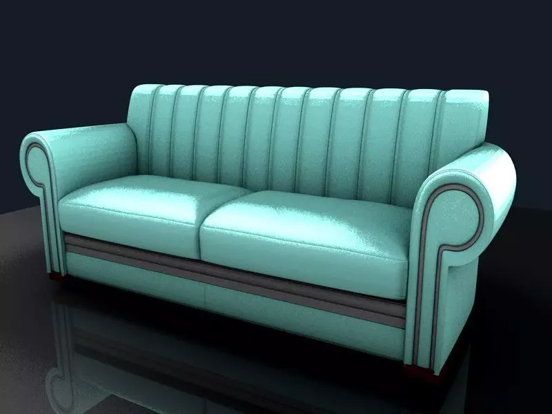 white sofa Low-poly 3D model_0