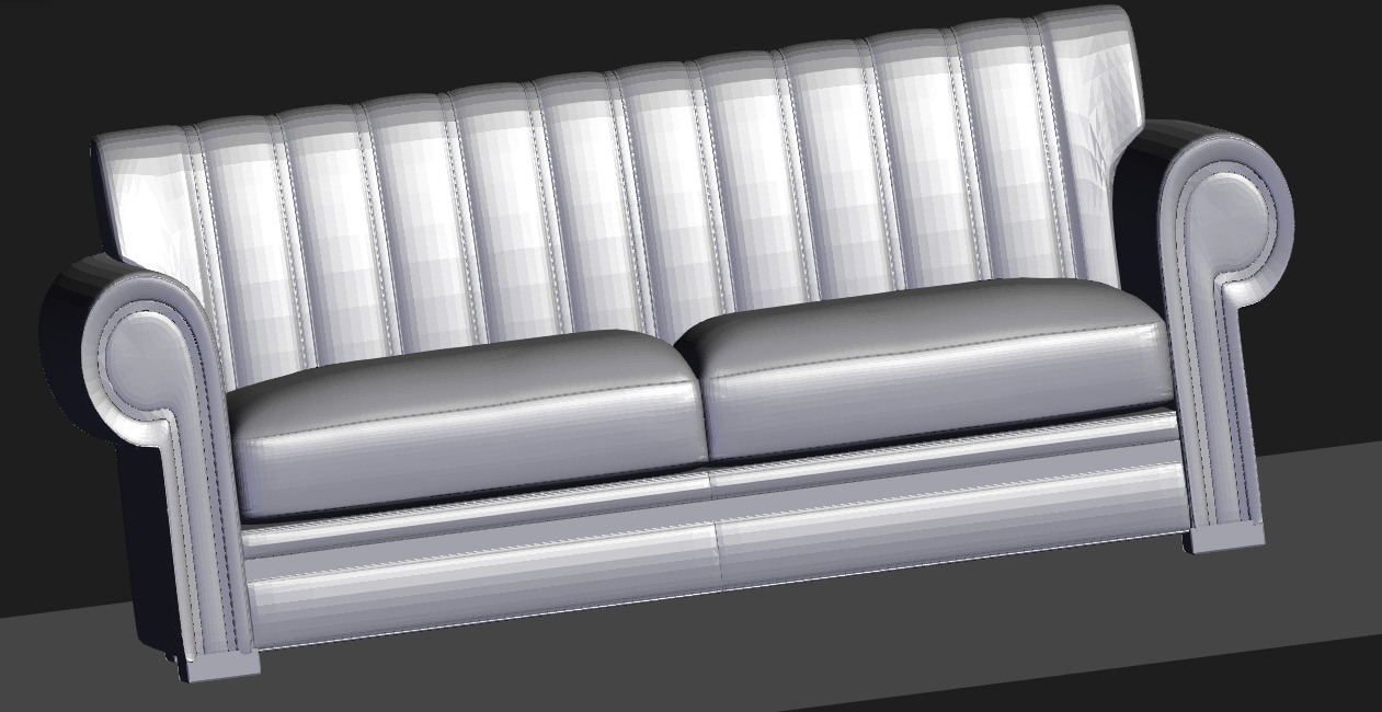 white sofa Low-poly 3D model_2
