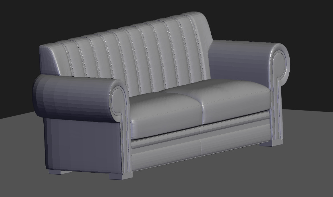 white sofa Low-poly 3D model_6