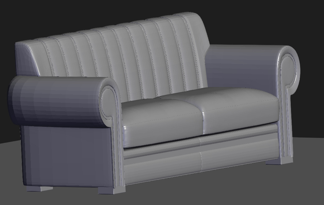 white sofa Low-poly 3D model_1