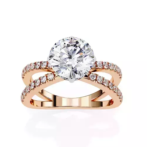 Dual Wire Solitaire Diamond Ring 360 animation renders 3dm stl  3D print model