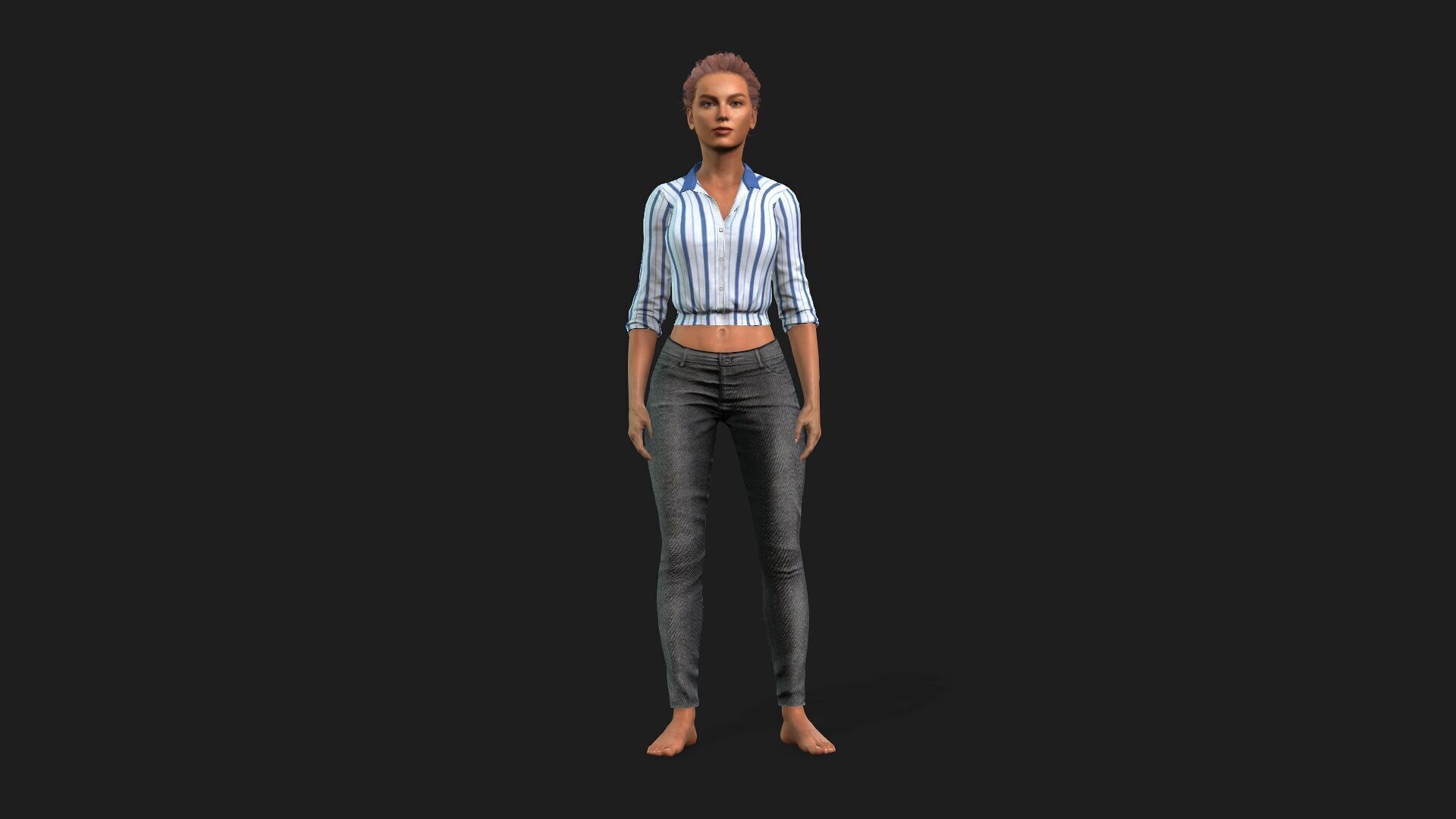 Realistic Female Character 3D model_1