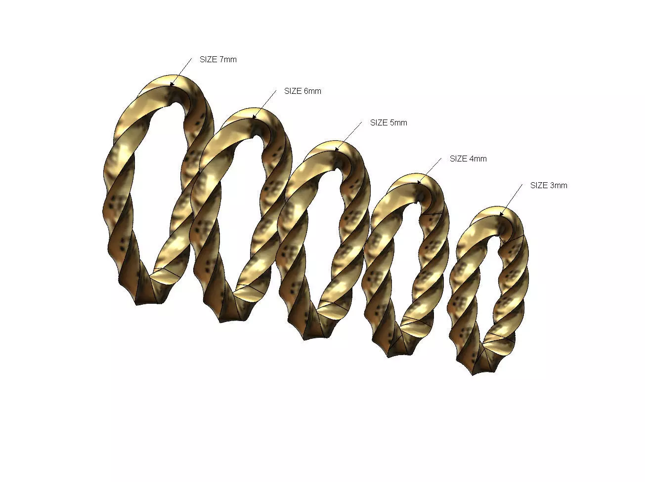 Square section double twisted bail link 3D print model