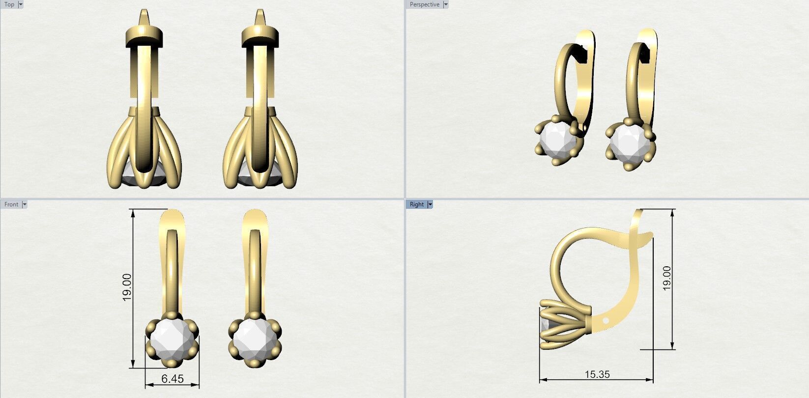 Flower Earrings 3D print model_7