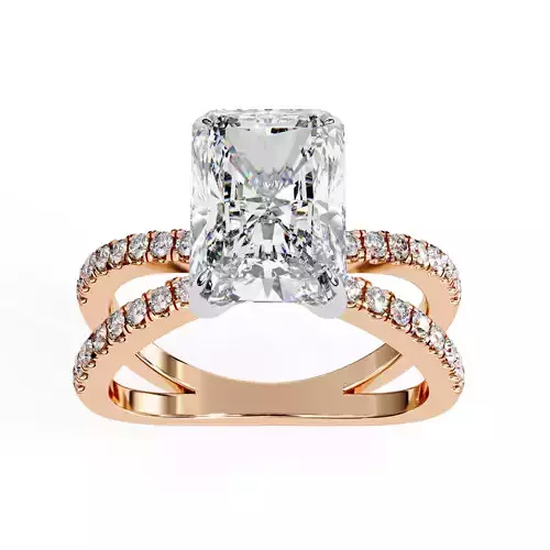 Dual Wire Solitaire Diamond Ring 360 animation renders 3dm stl  3D print model