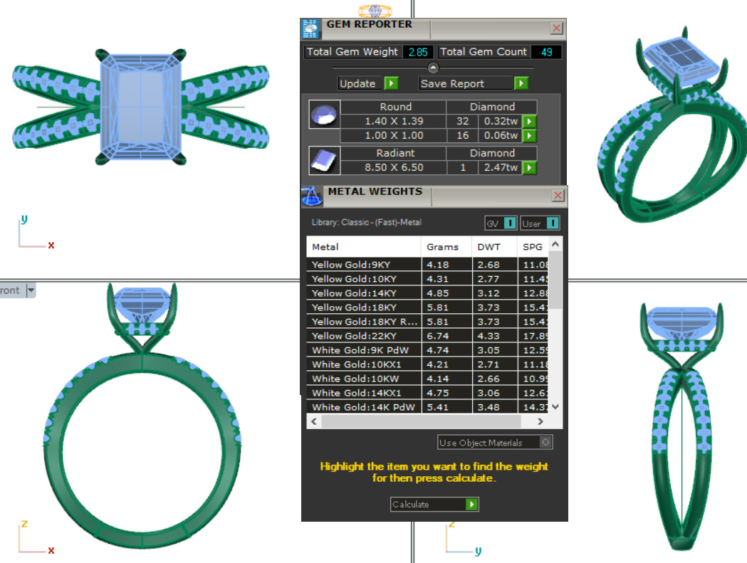 Dual Wire Solitaire Diamond Ring 360 animation renders 3dm stl 3D print model_2