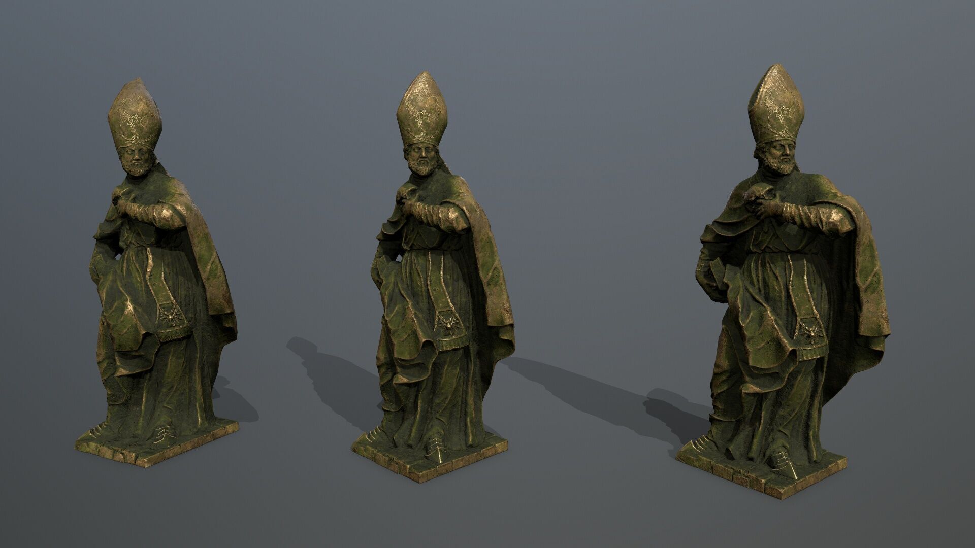 Man Statue Low-poly 3D model_9