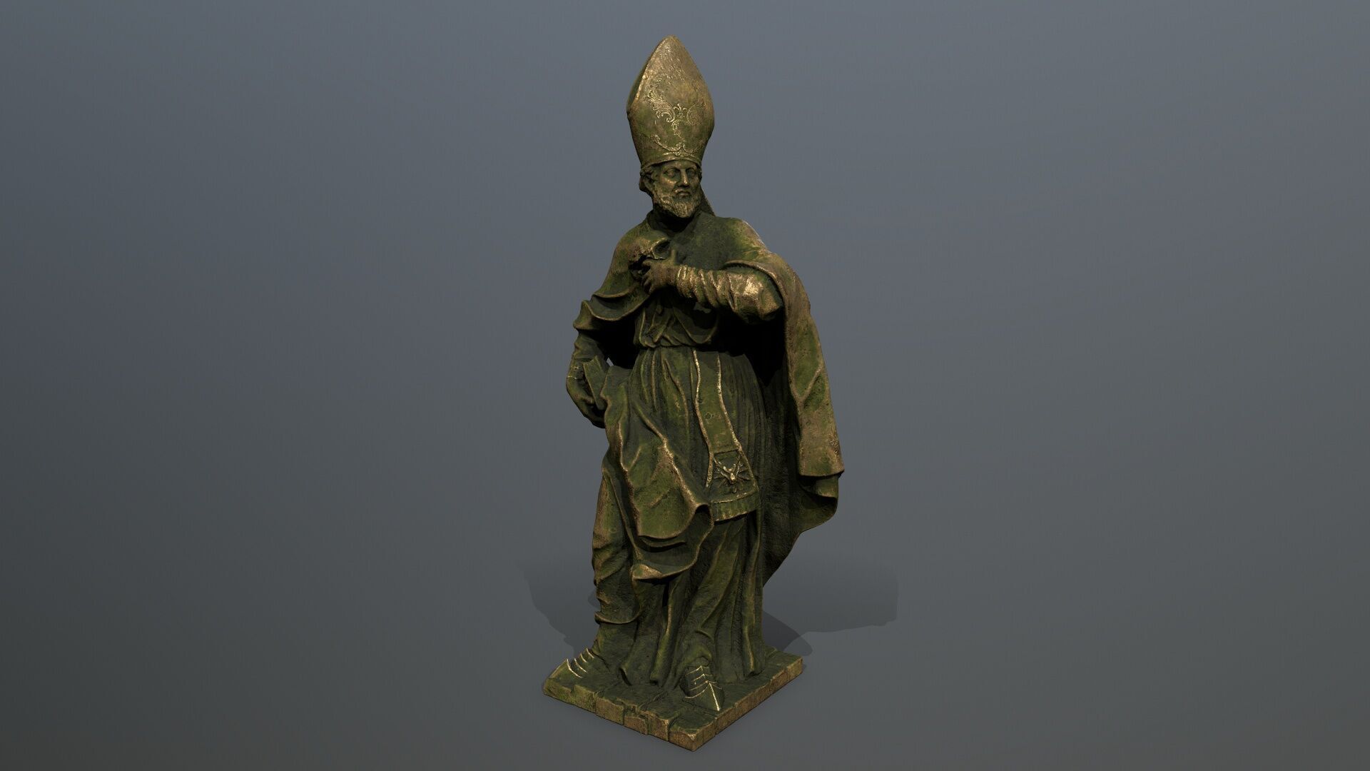 Man Statue Low-poly 3D model_1