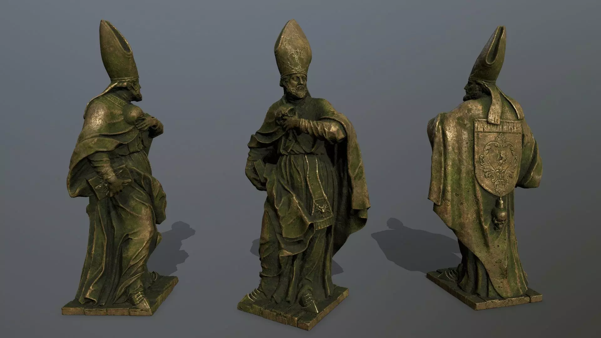 Man Statue Low-poly 3D model_0