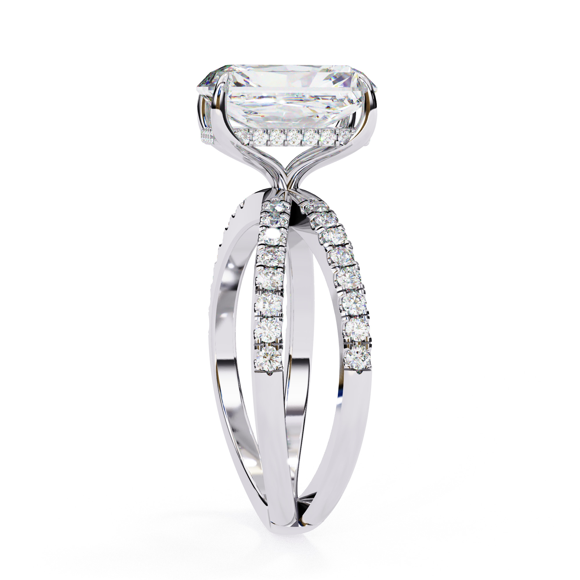 Dual Wire Solitaire Diamond Ring 360 animation renders 3dm stl 3D print model_12