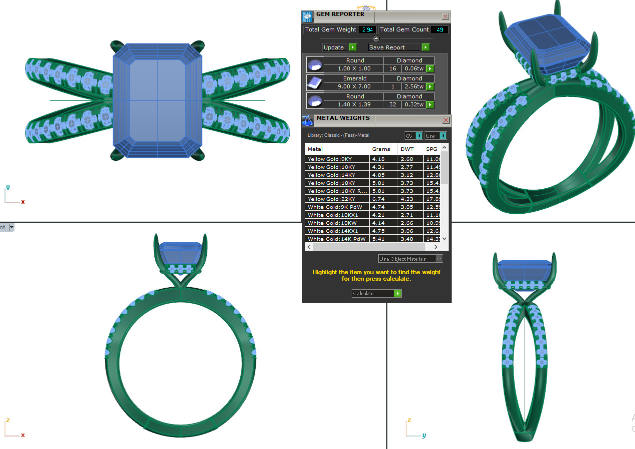Dual Wire Solitaire Diamond Ring 360 animation renders 3dm stl 3D print model_8
