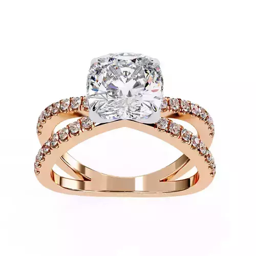 Dual Wire Solitaire Diamond Ring 360 animation renders 3dm stl  3D print model