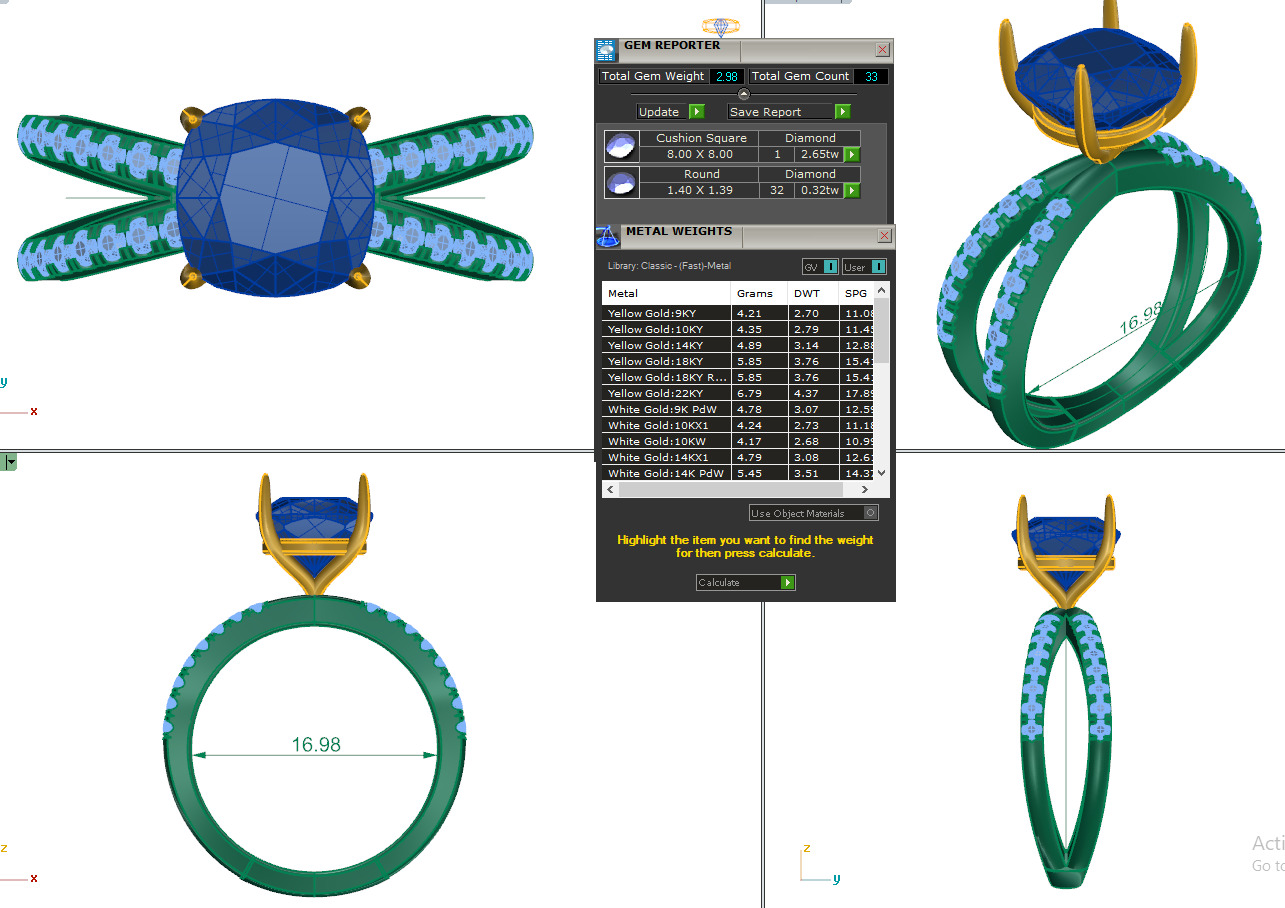 Dual Wire Solitaire Diamond Ring 360 animation renders 3dm stl 3D print model_8
