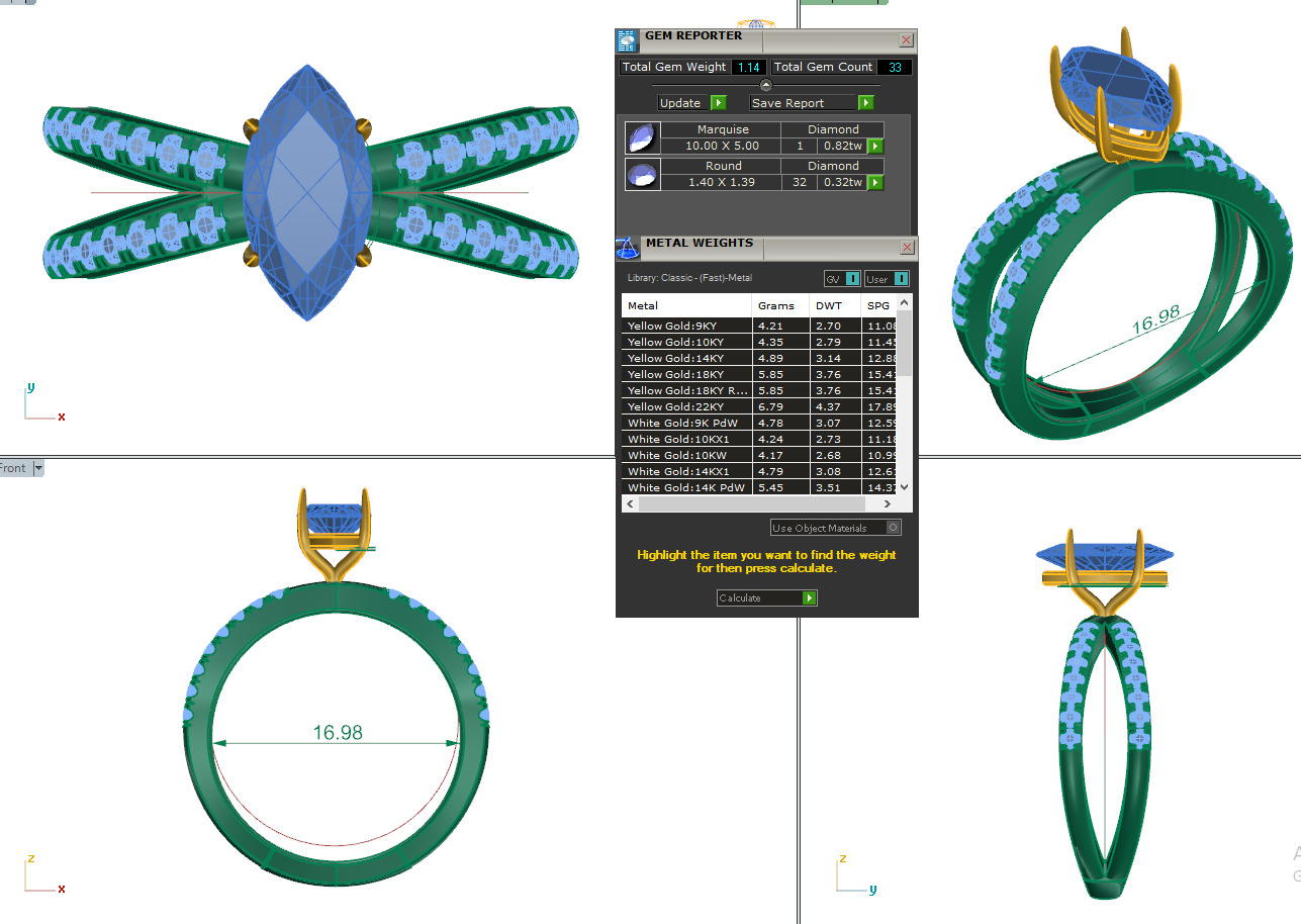 Dual Wire Solitaire Diamond Ring 360 animation renders 3dm stl 3D print model_7