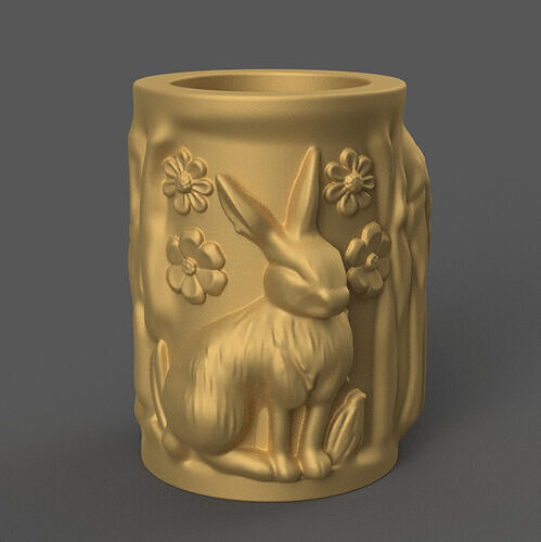 Elegant Bunny Floral Pot 3D STL for Planter Urn Decor 3D print model
