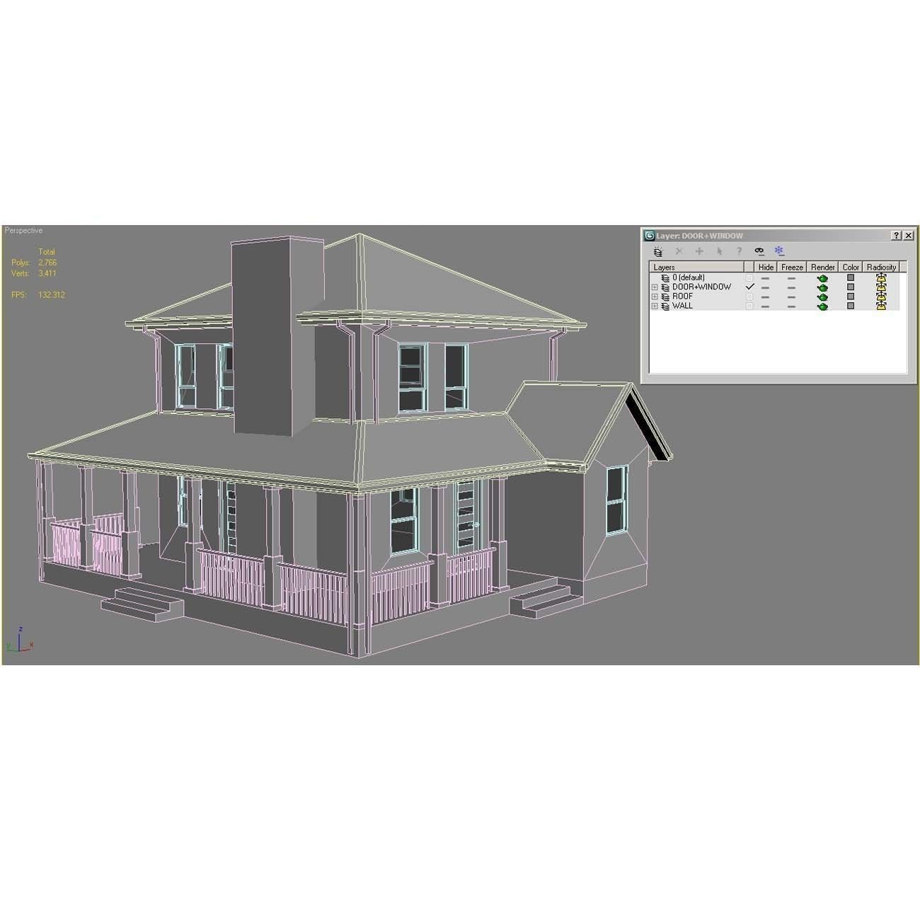 House with porch Free 3D model_9