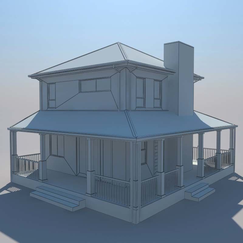 House with porch Free 3D model_8