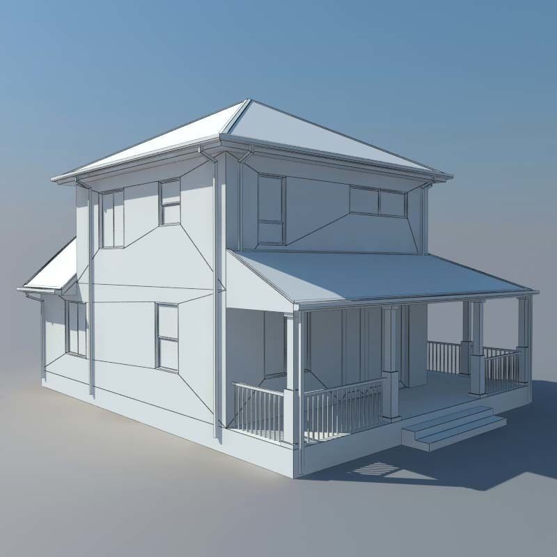 House with porch Free 3D model_7
