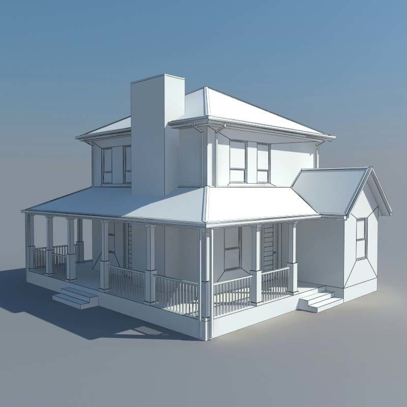 House with porch Free 3D model_5
