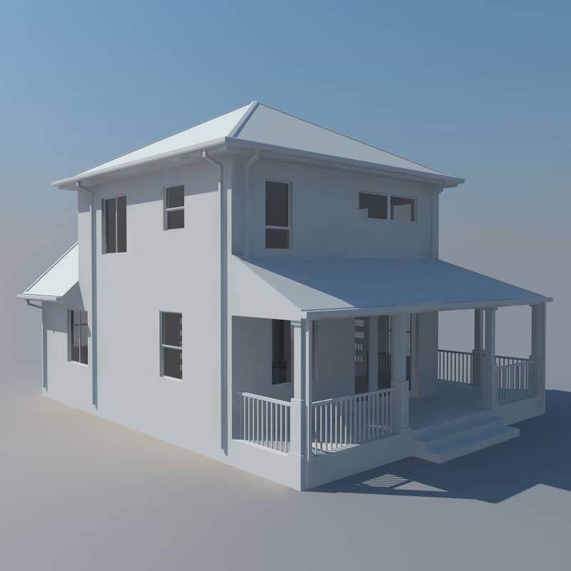 House with porch Free 3D model_4