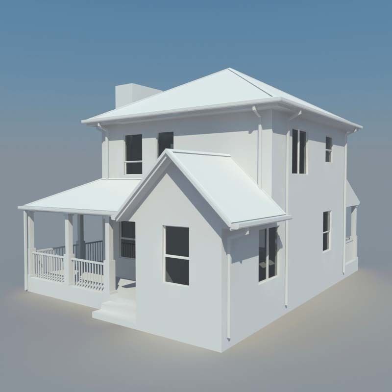House with porch Free 3D model_2