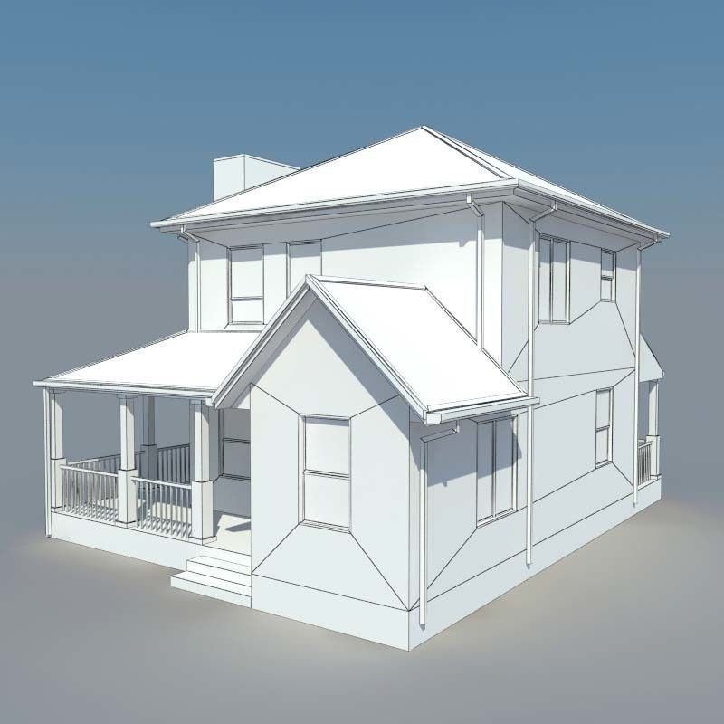 House with porch Free 3D model_6