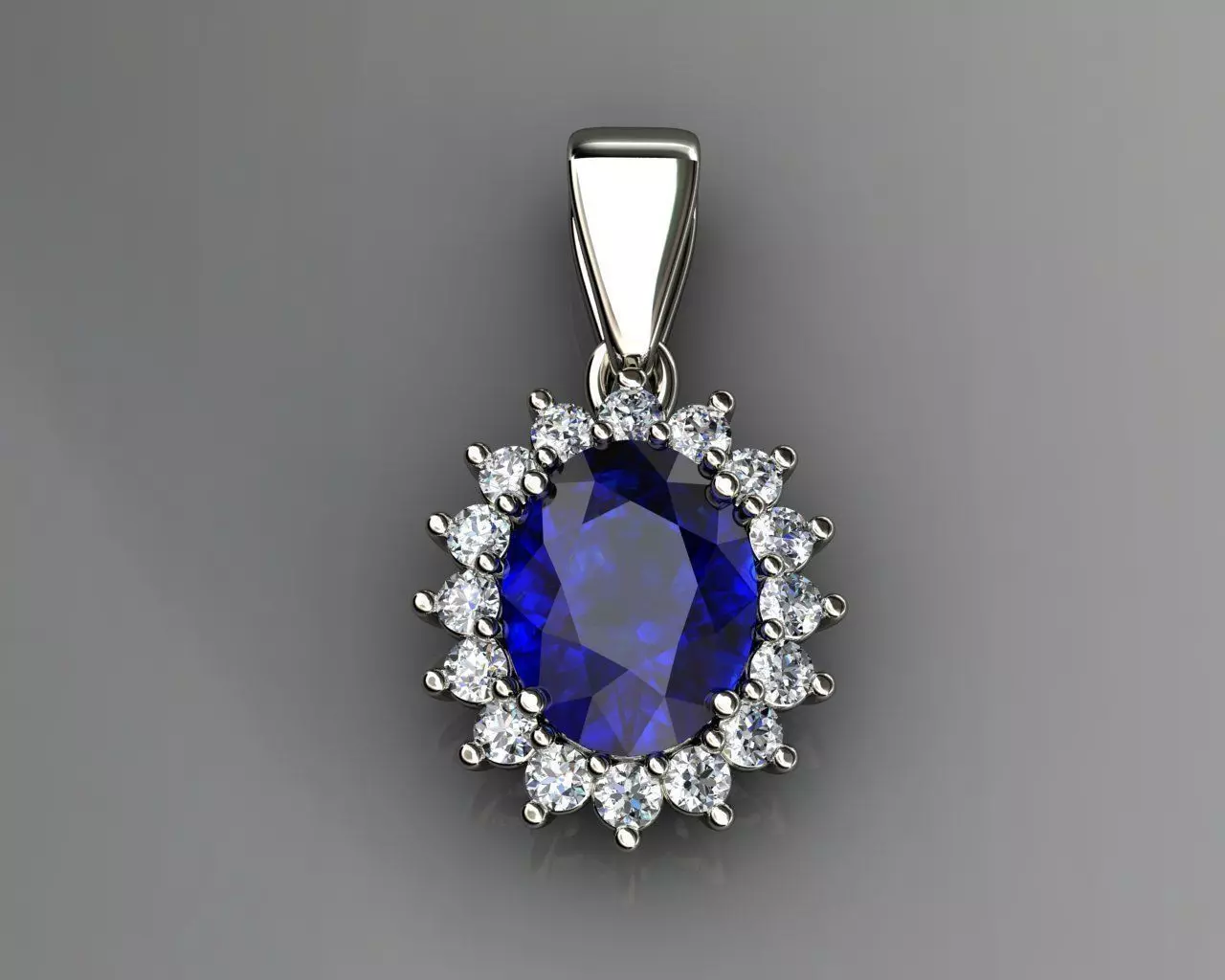 Diamond and Blue Sapphire Pendant 3D print model