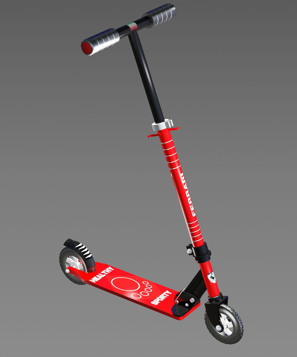 Scooter Red and Black 3D model_2