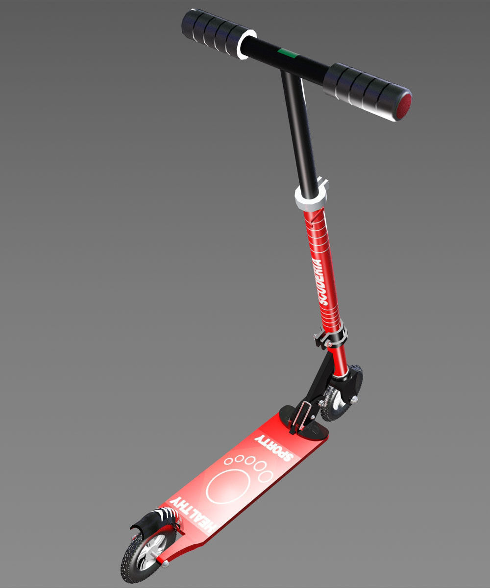 Scooter Red and Black 3D model_1