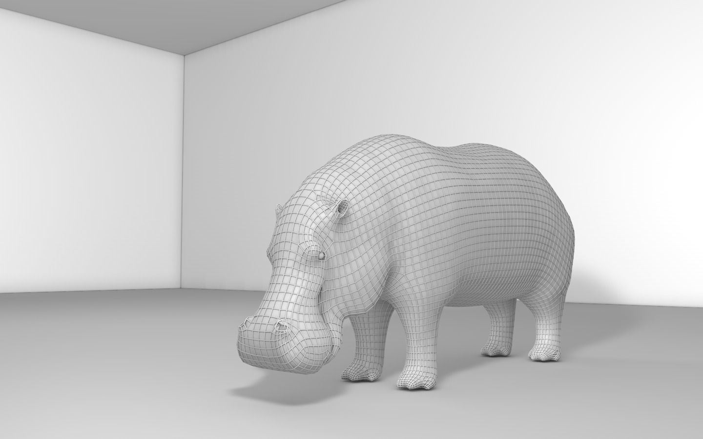 Hippo checkered object Free 3D model_0