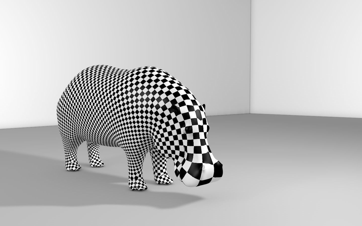 Hippo checkered object Free 3D model_3