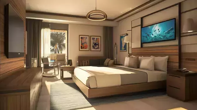 Modern Bed with pillows