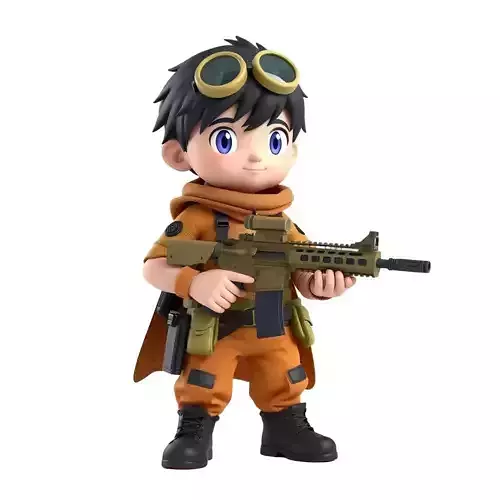 airsoft 3D rendering of a cartoon character 3D print model