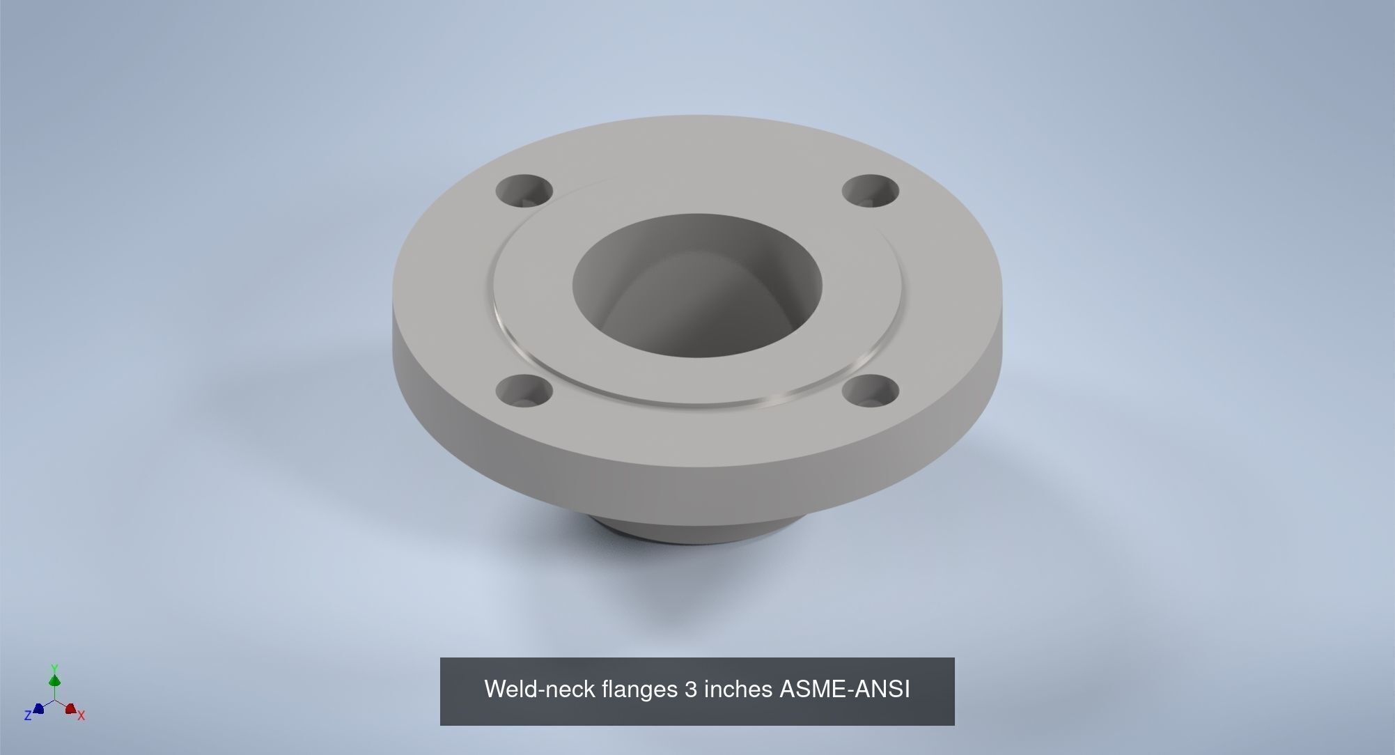 NPS BW RF Weld-Neck Flanges ANSI-ASME B16 5 3D Model Collection_15
