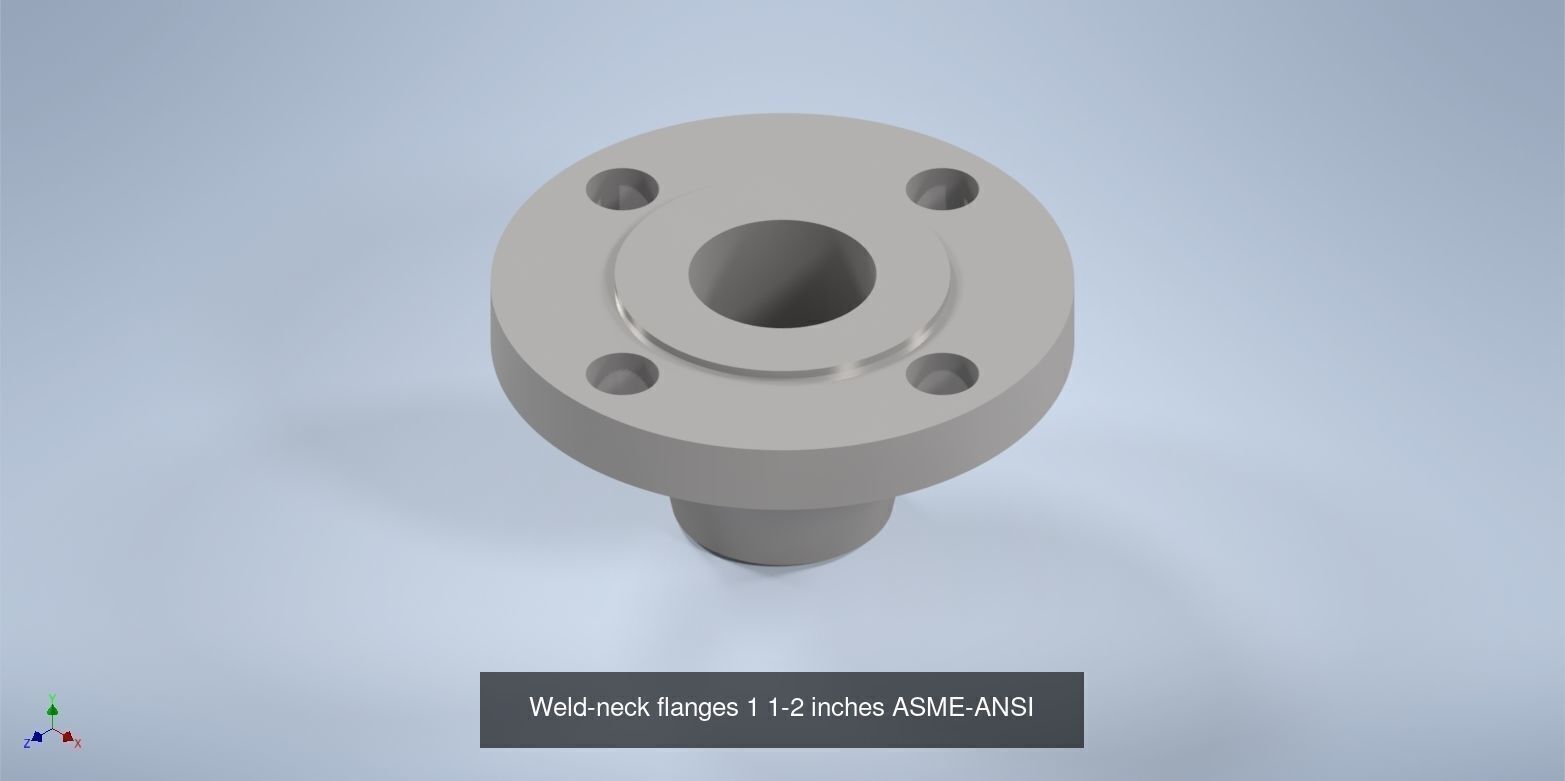 NPS BW RF Weld-Neck Flanges ANSI-ASME B16 5 3D Model Collection_12