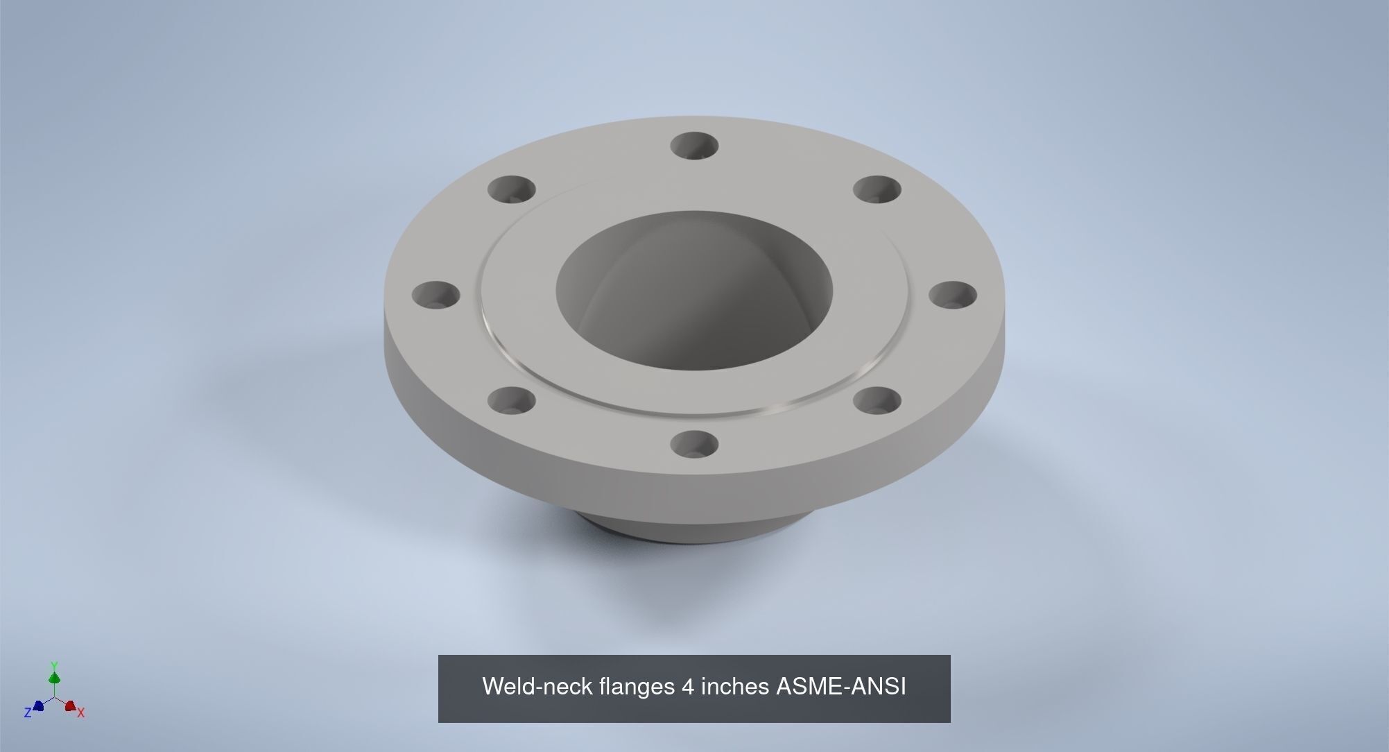 NPS BW RF Weld-Neck Flanges ANSI-ASME B16 5 3D Model Collection_17