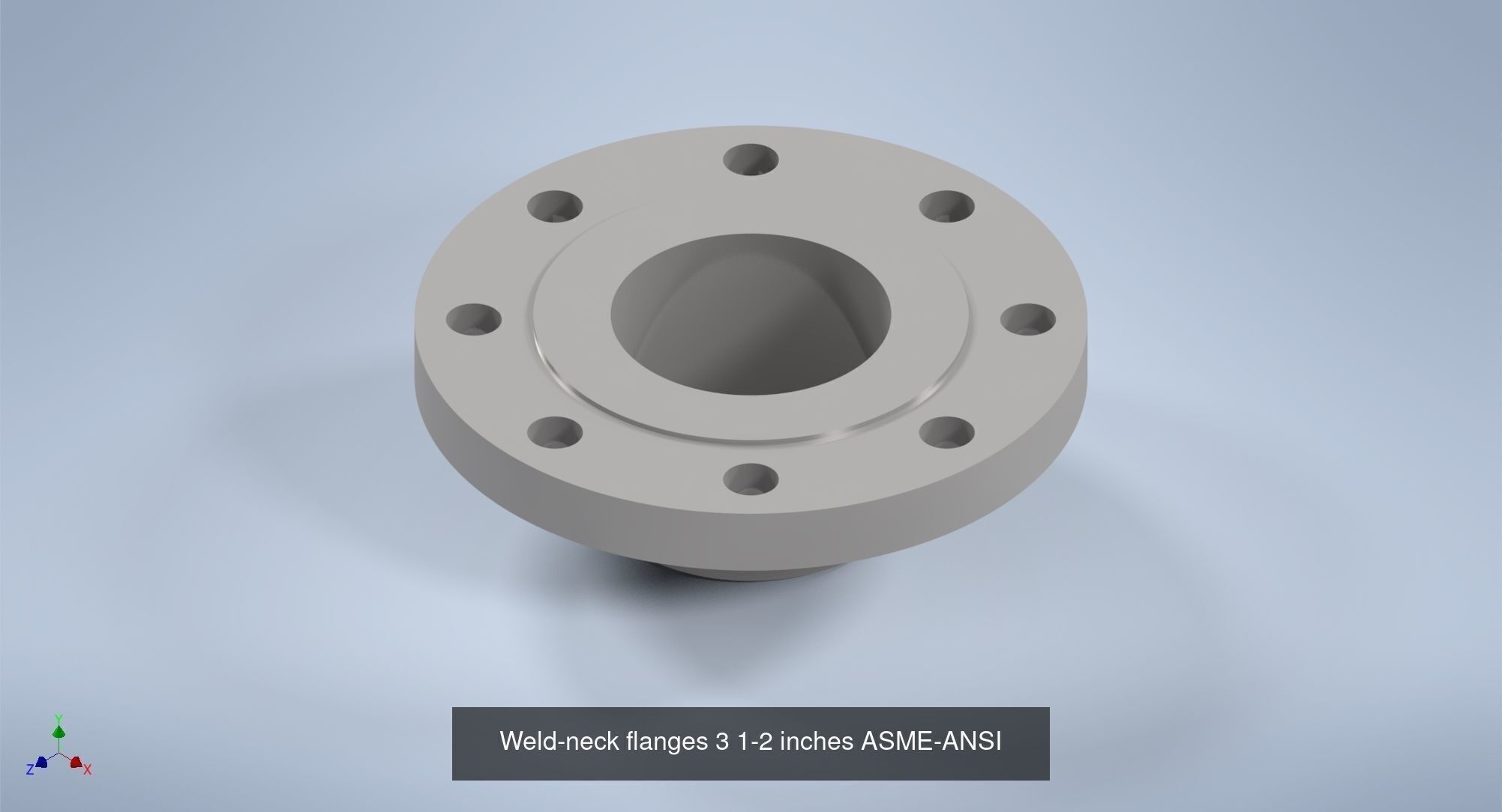 NPS BW RF Weld-Neck Flanges ANSI-ASME B16 5 3D Model Collection_16
