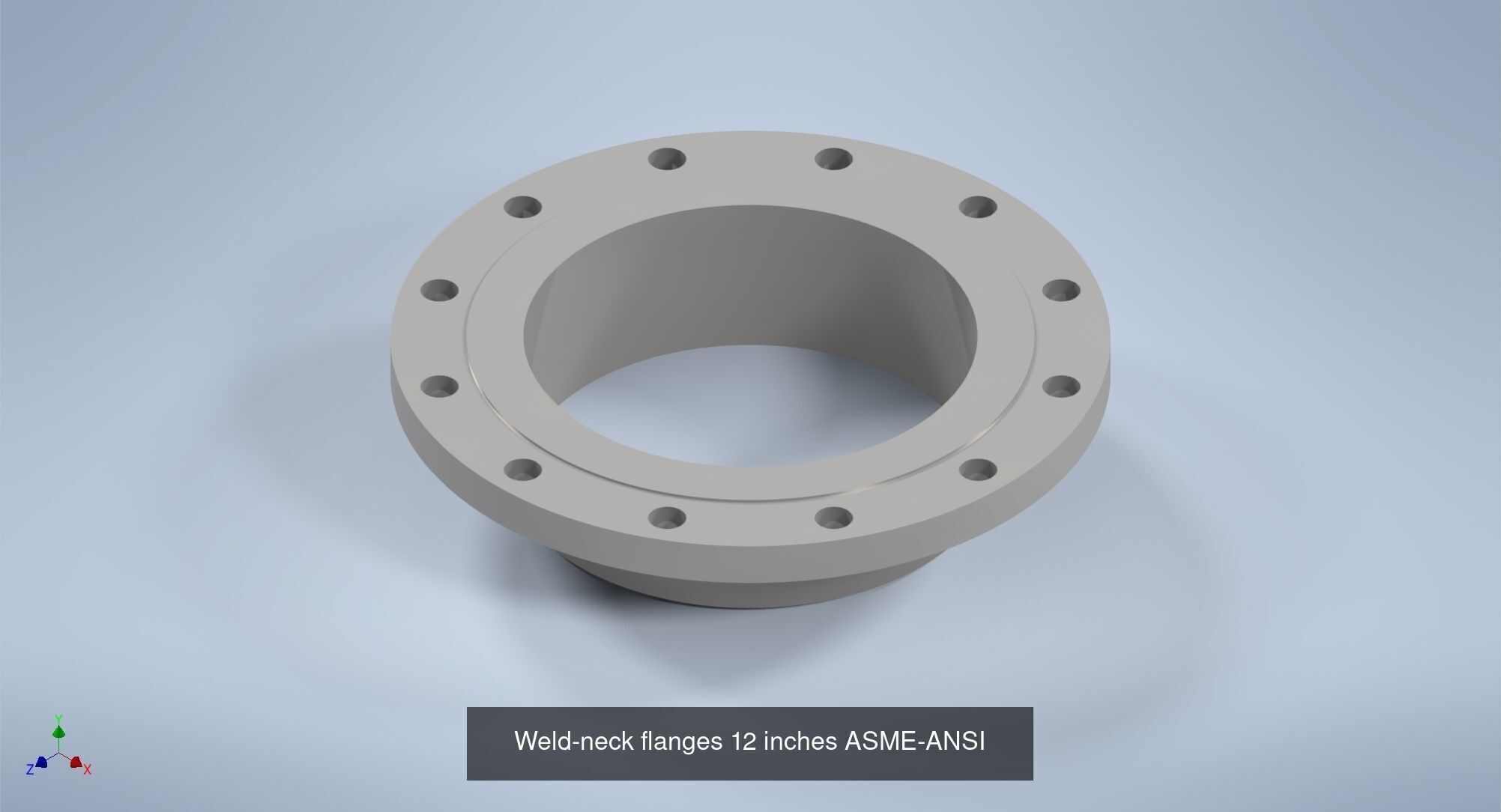 NPS BW RF Weld-Neck Flanges ANSI-ASME B16 5 3D Model Collection_22