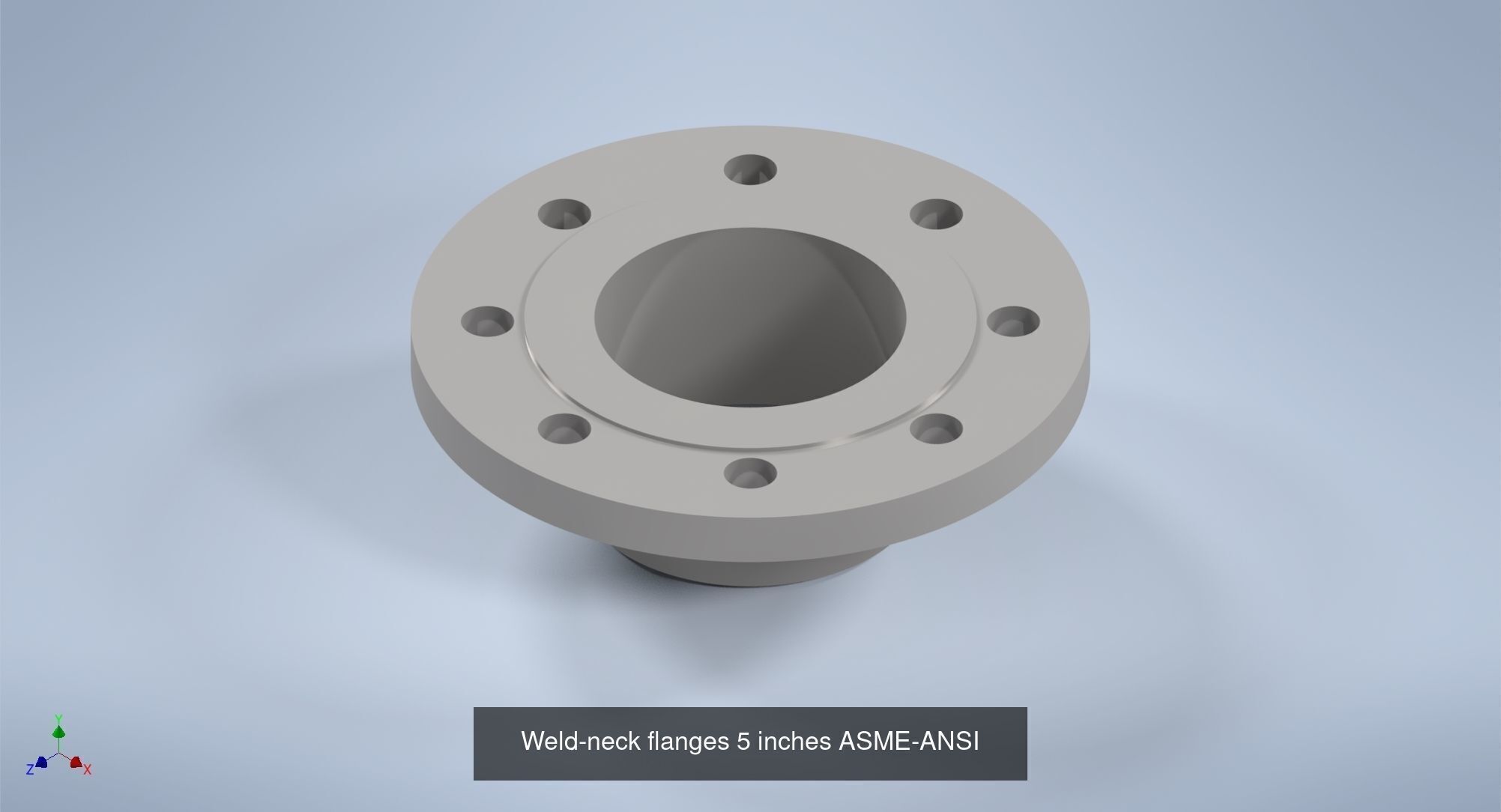 NPS BW RF Weld-Neck Flanges ANSI-ASME B16 5 3D Model Collection_18