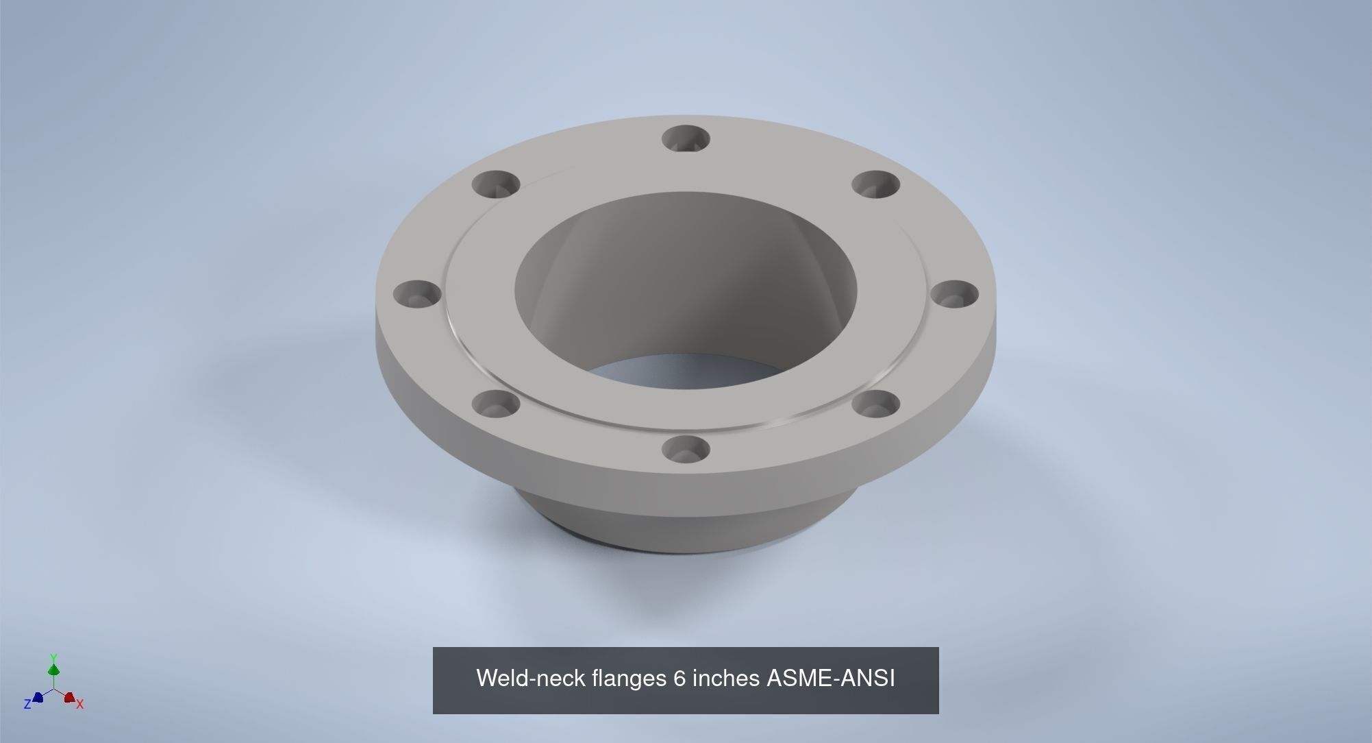NPS BW RF Weld-Neck Flanges ANSI-ASME B16 5 3D Model Collection_19