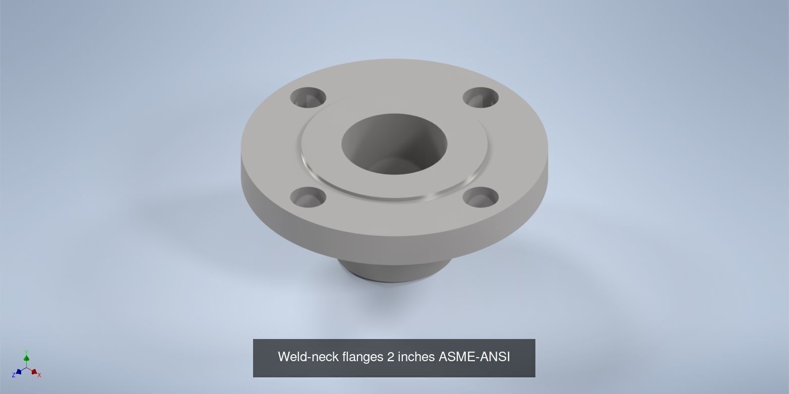 NPS BW RF Weld-Neck Flanges ANSI-ASME B16 5 3D Model Collection_13