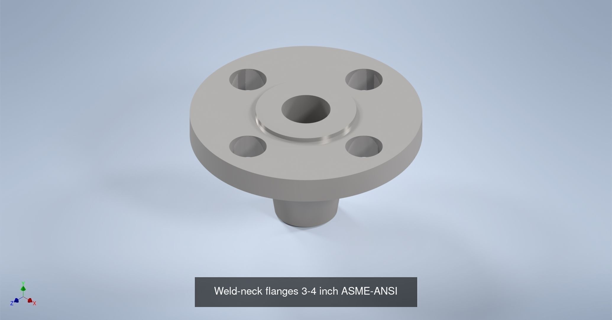 NPS BW RF Weld-Neck Flanges ANSI-ASME B16 5 3D Model Collection_9