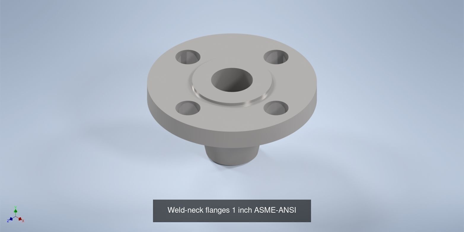 NPS BW RF Weld-Neck Flanges ANSI-ASME B16 5 3D Model Collection_10