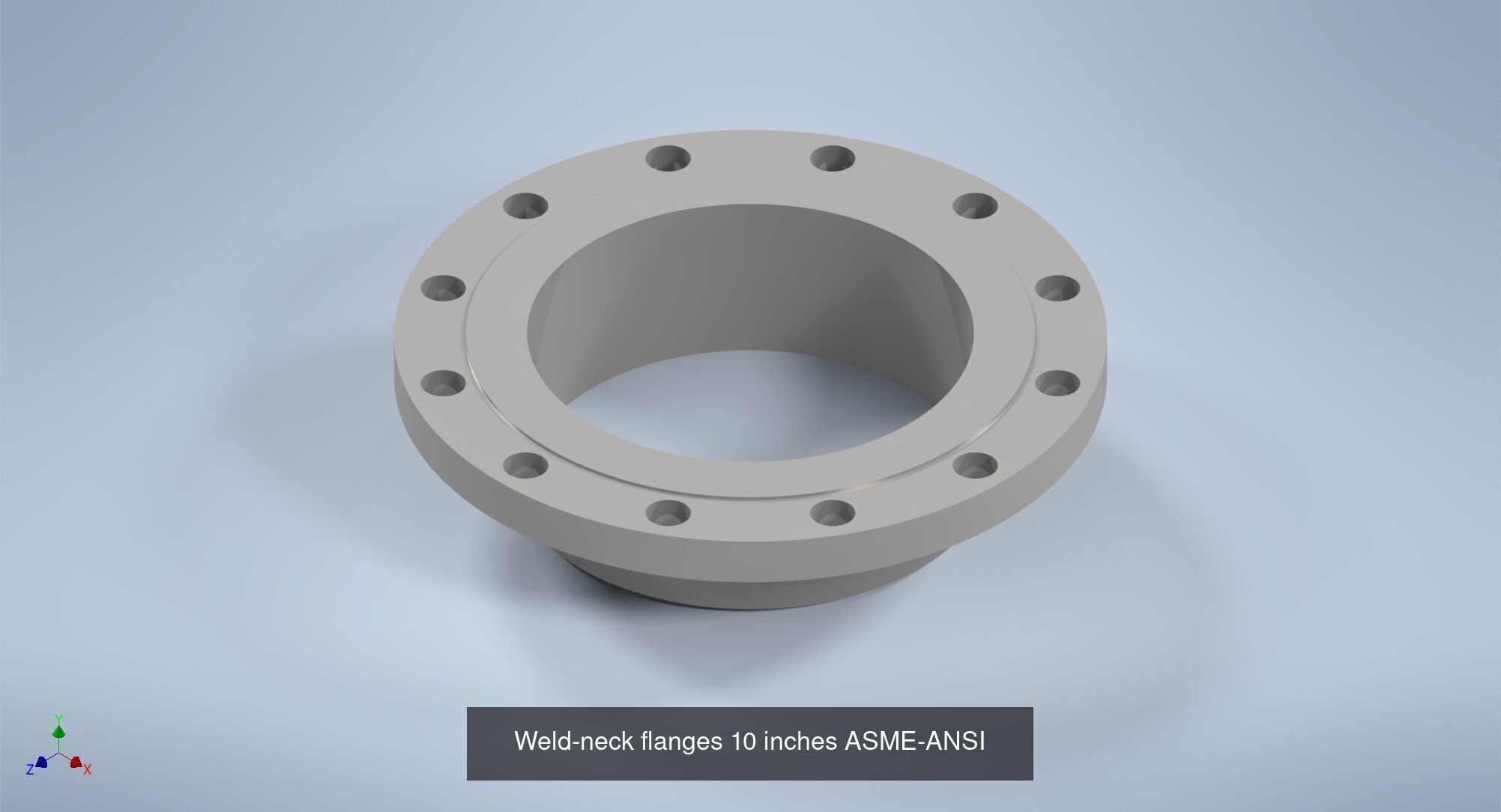 NPS BW RF Weld-Neck Flanges ANSI-ASME B16 5 3D Model Collection_21