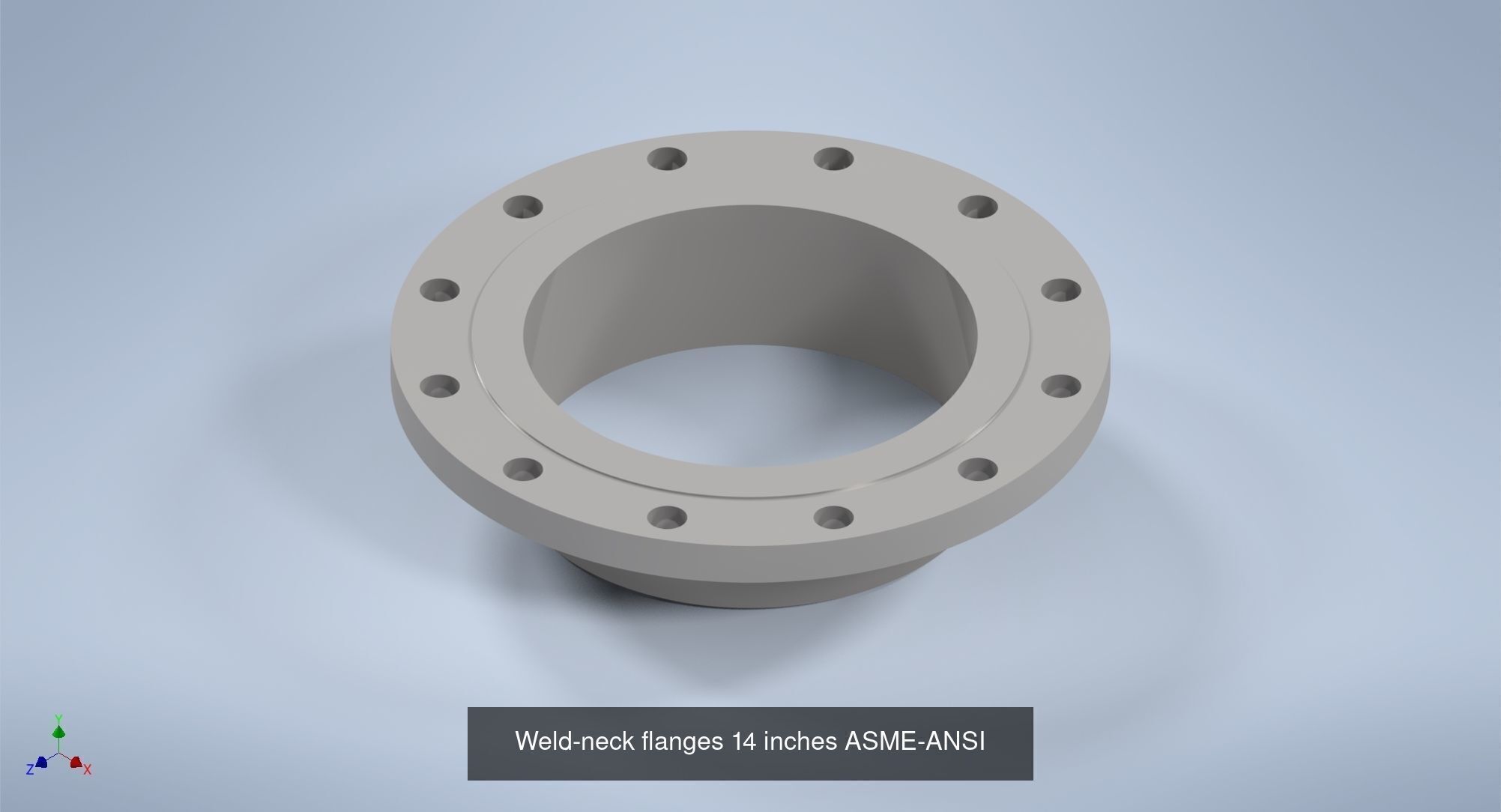 NPS BW RF Weld-Neck Flanges ANSI-ASME B16 5 3D Model Collection_23