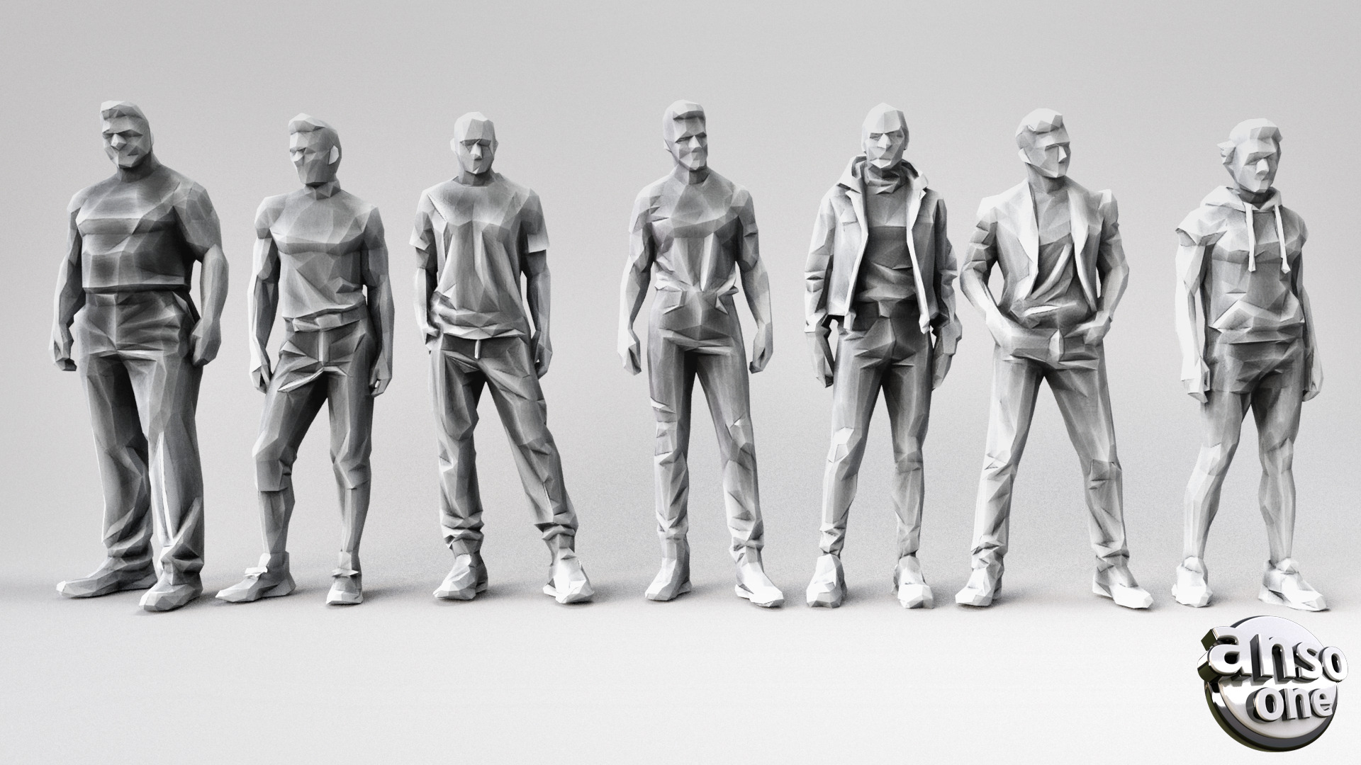 LowPolyMaleBundle02 3D model_1