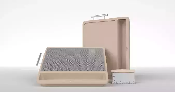 Cutting Board with Waste Cup and Scraper Low-poly 3D model